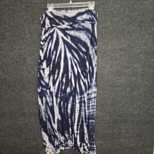 Y2k Grunge Ethereal Boho Tie Dye Fold Over Maxi Skirt XL Gray Blue Stretchy
